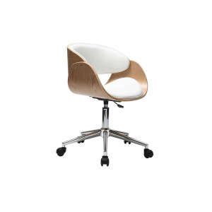 Miliboo Design-Bürostuhl Weiß / Helles Holz BENT
