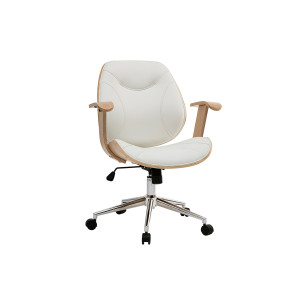 Miliboo Design-Bürostuhl Weiß helles Holz YORKE