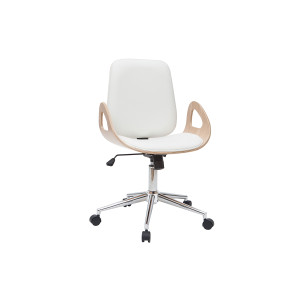 Miliboo Design-Bürostuhl weiß und helles Holz GLORY