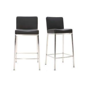 Miliboo Design-Hocker 66 cm Schwarz 2er-Set EPSILON