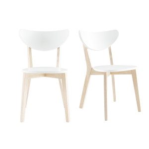 Miliboo Design-Holzstuhl mit Weiß LEENA (2 Stck.)