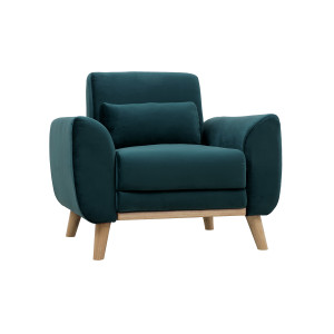 Miliboo Design-Sessel Stoff Petrolblau EKTOR
