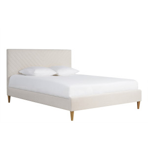 Miliboo Doppelbett 160x200 aus beigem Stoff SIDONIE