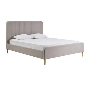 Miliboo Doppelbett 160x200 in Taupe-Stoff LINDSAY