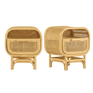 Miliboo Nachttisch mit Rattan-Schublade LUWAK