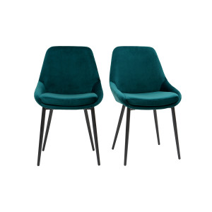 Miliboo Petroleumblaue Samtstühle (2er-Set) HOLO