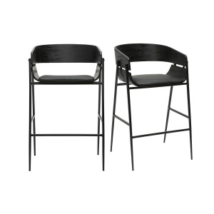 Miliboo Schwarze Designer-Barhocker (2er Set) WESS