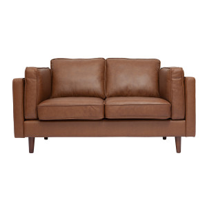 Miliboo Vintage-Ledersofa braun 2-Sitzer BRADLEY