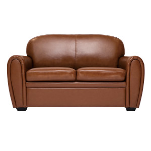 Miliboo Vintage-Ledersofa braun 2-Sitzer CLUB