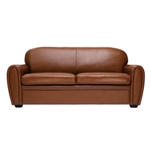 Miliboo Vintage-Ledersofa braun 3-Sitzer CLUB