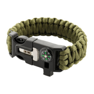 Bransoletka Paracord M-Tac z krzesiwem, kompasem i gwizdkiem - Olive