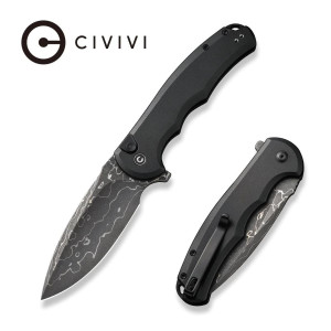 Knife Nóż składany Civivi Button Lock Praxis Black Aluminium, Damascus (C18026E-DS1)