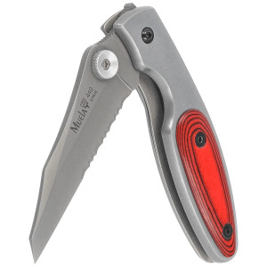Nóż składany Muela KSC-7R Gray Aluminium / Red Pakka Wood, Satin P/S 440C