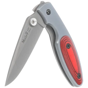 Nóż składany Muela KMC-7R Gray Aluminium/Red Pakka Wood, Satin 440C