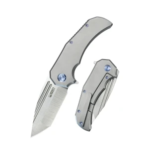 Nóż składany Kubey Bravo One Tanto Grey Titanium, Satin M390 by Mikkel Willumsen (KB366A)