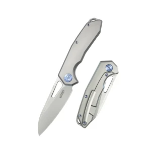 Nóż składany Kubey Vagrant, Bead Blasted CPM S35V by Maksim Tkachuk (KB284F) - Grey Titanium