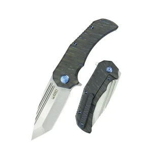 Nóż składany Kubey Bravo One Tanto Flame Titanium, Satin M390 by Mikkel Willumsen (KB366B)