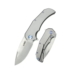 Nóż składany Kubey Bravo One Drop Point Grey Titanium, Satin M390 by Mikkel Willumsen (KB367A)