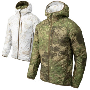 Kurtka Ocieplana Helikon Wolfhound Hoodie Dwustronna - Pencott Wildwood / Pencott Snowdrift
