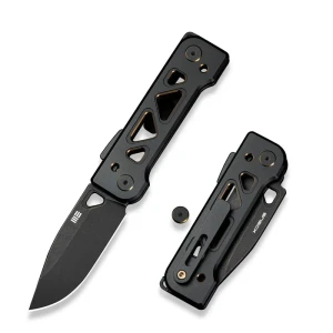 Nóż składany WE Knife Tyro Black/Golden Titanium, Black Stonewashed CPM 20CV by Snecx Tan (WE24001-1)