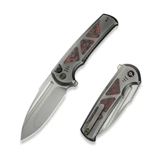 Nóż składany WE Knife Sylox Gray Titanium/Lava Flow Fat Carbon, Polished Bead Blasted M390 (WE24027-3)