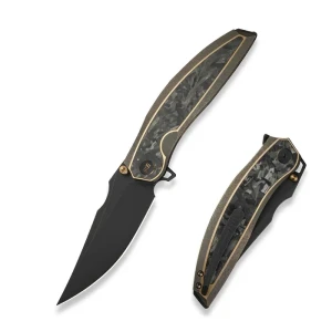 Nóż składany We Knife Quinseris Bronze Titanium/Shredded Carbon Fiber, Black Stonewashed M390 (WE23093-2)