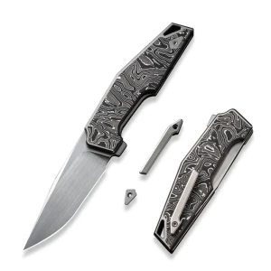 Nóż składany WE Knife OAO Gray Titanium/Aluminum Foil Carbon Fiber, Satin CPM 20CV by Tashi Bharucha (WE23001-1)