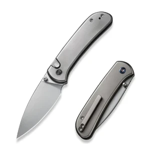 Nóż składany WE Knife Qubit Bead Blasted Titanium, Polished Bead Blasted CPM 20CV (WE22030F-2)