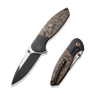 Nóż składany WE Knife Nitro OG Black Titanium/Copper Carbon Fiber, Black Stonewashed/Satin CPM 20CV by Peter Carey (WE23035-2)