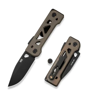 Nóż składany WE Knife Tyro Bronze/Gold Titanium, Black Stonewashed CPM 20CV by Snecx Tan (WE24001-3)