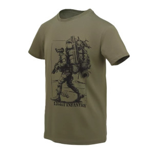 Koszulka T-shirt Męska z Nadrukiem Bawełniana Helikon Light Infantry - Olive
