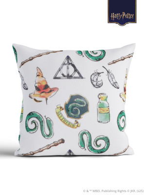 MKLuzkoviny.cz Povlak na polštář mikroplyš Harry Potter 40 x 40 cm - Zmijozel bílé