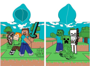 Minecraft Poncho kylpypyyhe hupulla - 100% puuvillaa