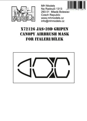 JAS-39D Gripen Canopy Airbrush Mask (For Italeri/Bílek)
