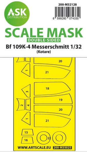 Messerschmitt Bf-109 K-4 - Wheels and Canopy Frame Paint Masks inside & outside (for Kotare kits)