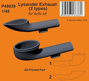 Westland Lysander - 3D-Printed Exhaust (2 Types / for Airfix Kits)