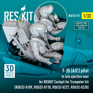 F-35 A/C - Pilot in Late Ejection Seat for RESKIT Cockpit for Trumpeter kit (3D-Printed)