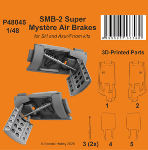 Dassault SMB-2 Super Mystere - 3D-Printed Air Brakes Set (for Special Hobby and Azur/Frrom Kits)
