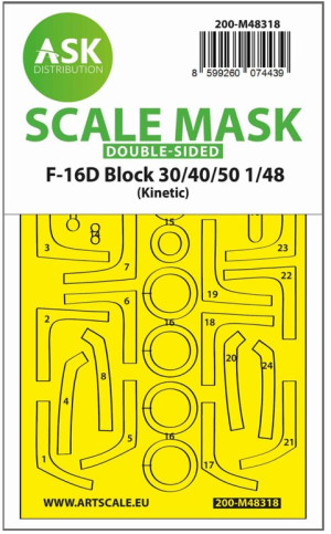 Lockheed Martin F-16 D Block 30/40/50 - Wheels and Canopy Frame Paint Mask / Insidne and Outside (for Kinetic Kits)
