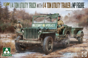 U.S. Army 1/4 ton utility truck with 1/4 ton utility trailer & MP figure