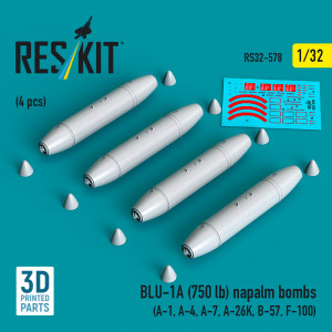 BLU-1A (750 lb) Napalm Bombs (4 pcs / 3D Printed)