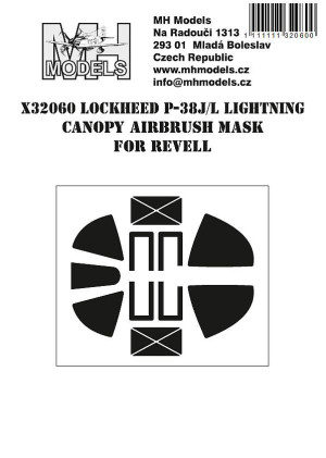 Lockheed P-38J/L Lightning Canopy Airbrush Mask For Revell
