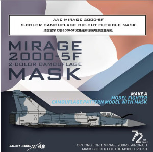 Mirage 2000-5F - Die-cut Flexible Mask for Accurate Airframe Painting 2-color Camouflage (for Modelsvit 72072 Kit)