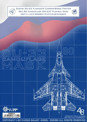 Sukhoi Su-33 Flanker-D "Red 80" Carrier-Borne Fighter - Colour Separation Die-cut Flexible Mask (for Minibase 148001 Kit)