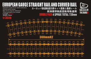European Gauge Straight Rail and Curved Rail 720mm
