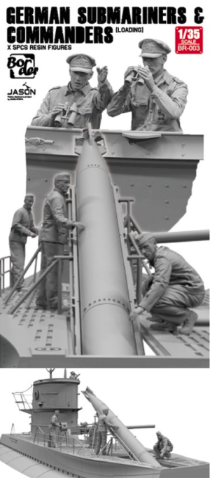German Submarines & Commanders Loading 5 pcs Resin Figures