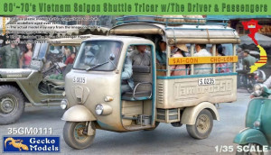 60'-70's Vietnam Saigon Shuttle Tricar With The Driver And Passengers