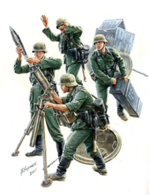 German 120-mm Mortar 42 with Trailer and Crew WWII
