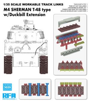 M4 SHERMAN T-48 type workable tracks with duckbill extension (Plastic)
