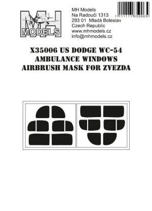 US Dodge WC-54 Ambulance Windows Airbrush Mask For Zvezda